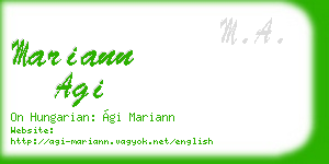 mariann agi business card